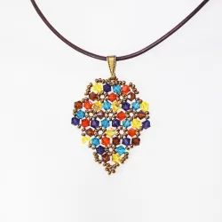 Pendant 45cm - Xochitl Grapes-Chocolate Leather - Pendant 45cm - Laiton bronze